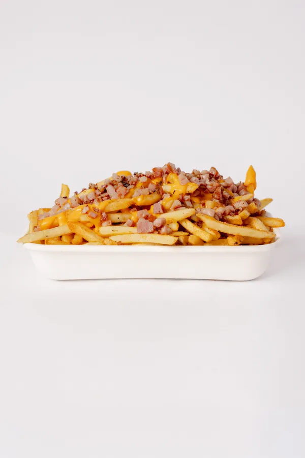 Cheesy bacon fries loaded with toppings