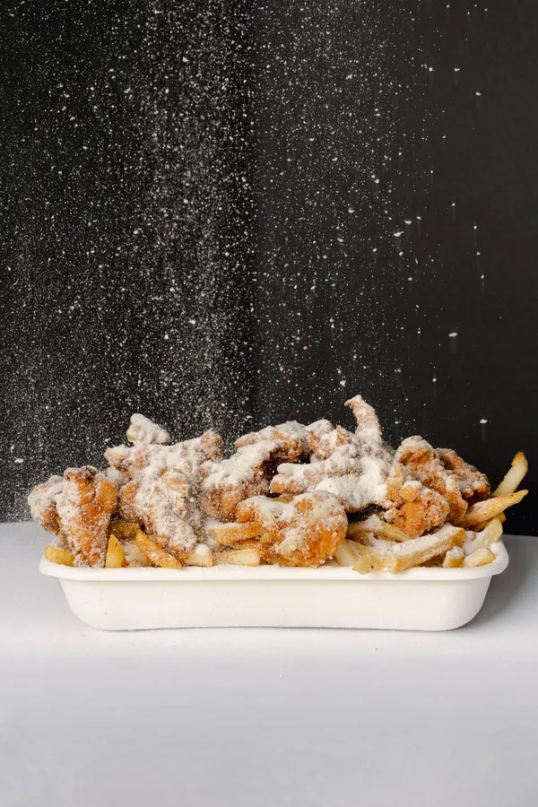 Crispy fried chicken tenders and wings
